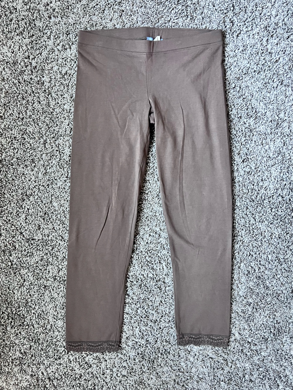 Y2K aerie Chocolate Brown Lace Hem Leggings